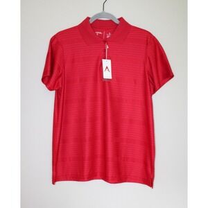 Antigua Women's Red Short Sleeve Athleisure Athletic Golf Polo Lightweight Large